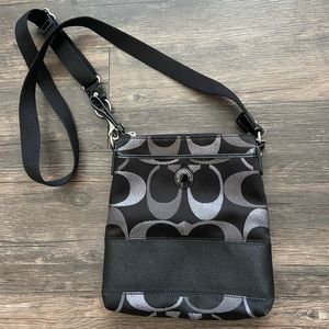 Black and silver Coach cross-body bag, like new condition